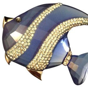 Swarovski Blue Fish Brooch